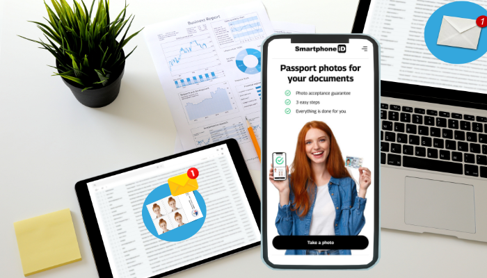 smartphone id US passport photo template sent to email
